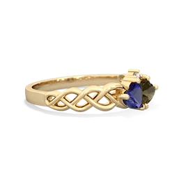 Lab Sapphire Heart To Heart Braid 14K Yellow Gold ring R5870