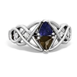 Lab Sapphire Keepsake Celtic Knot 14K White Gold ring R5300