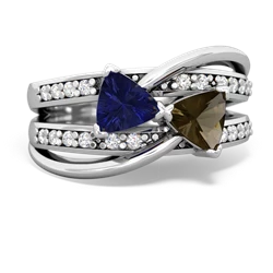 Lab Sapphire Bowtie 14K White Gold ring R2360