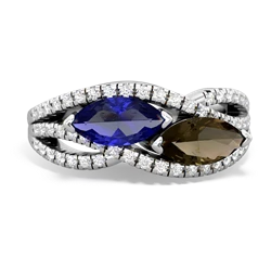 Lab Sapphire Diamond Rivers 14K White Gold ring R3070