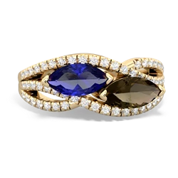 Lab Sapphire Diamond Rivers 14K Yellow Gold ring R3070