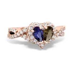 Lab Sapphire Diamond Twist 'One Heart' 14K Rose Gold ring R2640HRT