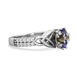 Lab Sapphire Celtic Knot Cluster Engagement 14K White Gold ring R26443RD