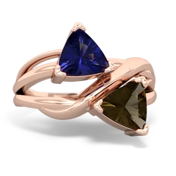 Lab Sapphire Split Band Swirl 14K Rose Gold ring R2341