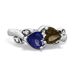 Lab Sapphire Floral Elegance 14K White Gold ring R5790