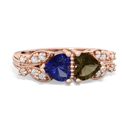 Lab Sapphire Diamond Butterflies 14K Rose Gold ring R5601