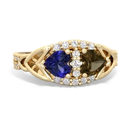 Lab Sapphire Sparkling Celtic Knot 14K Yellow Gold ring R2645