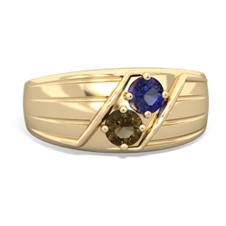 Lab Sapphire Men's Streamline 14K Yellow Gold ring R0460