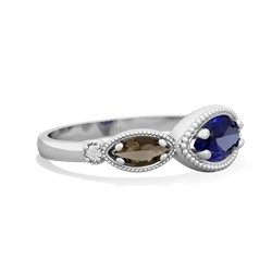Lab Sapphire Milgrain Marquise 14K White Gold ring R5700