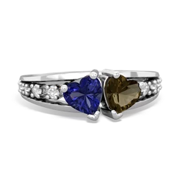 Lab Sapphire Heart To Heart 14K White Gold ring R3342