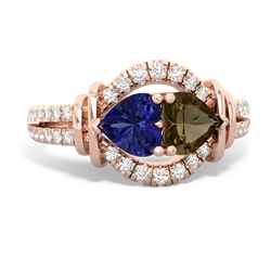 Lab Sapphire Art-Deco Keepsake 14K Rose Gold ring R5630