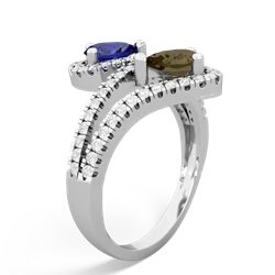 Lab Sapphire Diamond Dazzler 14K White Gold ring R3000