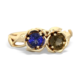 Lab Sapphire Rose Garden 14K Yellow Gold ring R5510