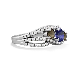 Lab Sapphire Three Stone Aurora 14K White Gold ring R3080