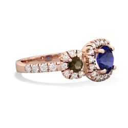 Lab Sapphire Regal Halo 14K Rose Gold ring R5350