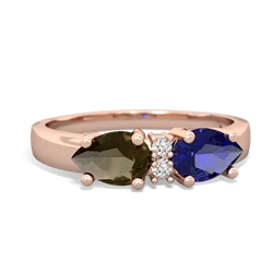 Lab Sapphire Pear Bowtie 14K Rose Gold ring R0865