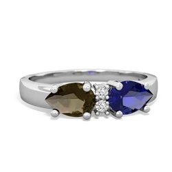 Lab Sapphire Pear Bowtie 14K White Gold ring R0865