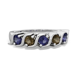 Lab Sapphire Anniversary Band 14K White Gold ring R2089