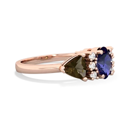 Lab Sapphire Antique Style Three Stone 14K Rose Gold ring R2186