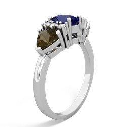 Lab Sapphire Antique Style Three Stone 14K White Gold ring R2186