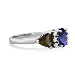 Lab Sapphire Antique Style Three Stone 14K White Gold ring R2186