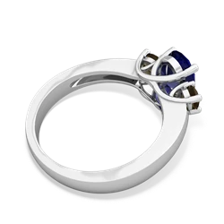 Lab Sapphire Three Stone Oval Trellis 14K White Gold ring R4024