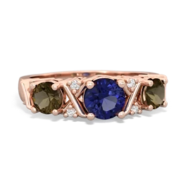 Lab Sapphire Hugs And Kisses 14K Rose Gold ring R5016