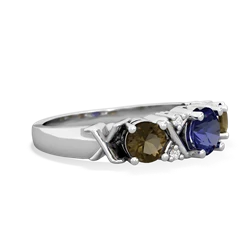 Lab Sapphire Hugs And Kisses 14K White Gold ring R5016