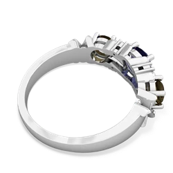 Lab Sapphire Hugs And Kisses 14K White Gold ring R5016