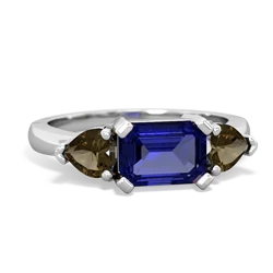 Lab Sapphire Three Stone 14K White Gold ring R5235