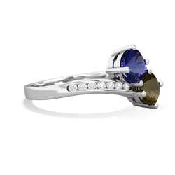 Lab Sapphire Channel Set Two Stone 14K White Gold ring R5303