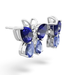 Lab Sapphire Butterfly 14K White Gold earrings E2215