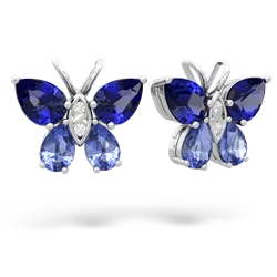 Lab Sapphire Butterfly 14K White Gold earrings E2215