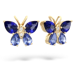 Lab Sapphire Butterfly 14K Yellow Gold earrings E2215