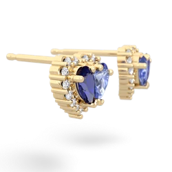 Lab Sapphire Halo 14K Yellow Gold earrings E7008