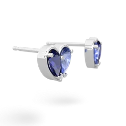 Lab Sapphire 'Our Heart' 14K White Gold earrings E5072