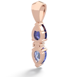 Lab Sapphire Bowtie Drop 14K Rose Gold pendant P0865