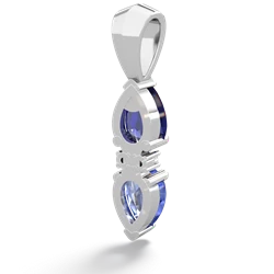 Lab Sapphire Bowtie Drop 14K White Gold pendant P0865
