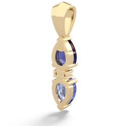 Lab Sapphire Bowtie Drop 14K Yellow Gold pendant P0865