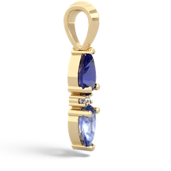 Lab Sapphire Bowtie Drop 14K Yellow Gold pendant P0865