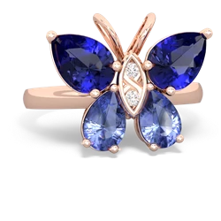 Lab Sapphire Butterfly 14K Rose Gold ring R2215