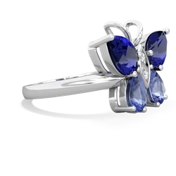 Lab Sapphire Butterfly 14K White Gold ring R2215