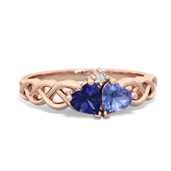 Lab Sapphire Heart To Heart Braid 14K Rose Gold ring R5870