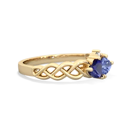 Lab Sapphire Heart To Heart Braid 14K Yellow Gold ring R5870