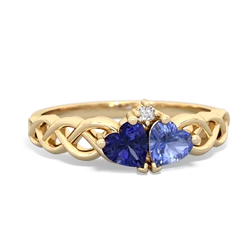 Lab Sapphire Heart To Heart Braid 14K Yellow Gold ring R5870