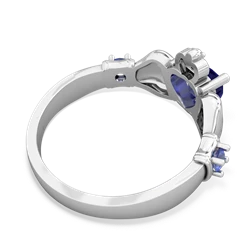 Lab Sapphire Claddagh Keepsake 14K White Gold ring R5245