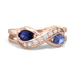 Lab Sapphire Diamond Infinity 14K Rose Gold ring R5390