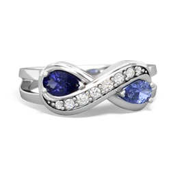 Lab Sapphire Diamond Infinity 14K White Gold ring R5390