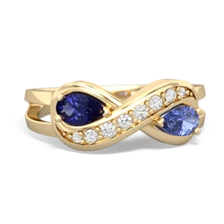 Lab Sapphire Diamond Infinity 14K Yellow Gold ring R5390