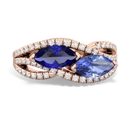 Lab Sapphire Diamond Rivers 14K Rose Gold ring R3070